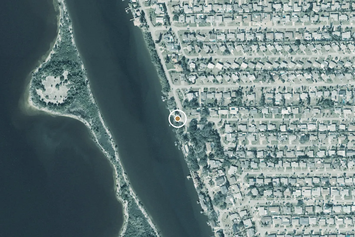 Aerial view of Briggs Drive Fishing Pier and Kayak Launch