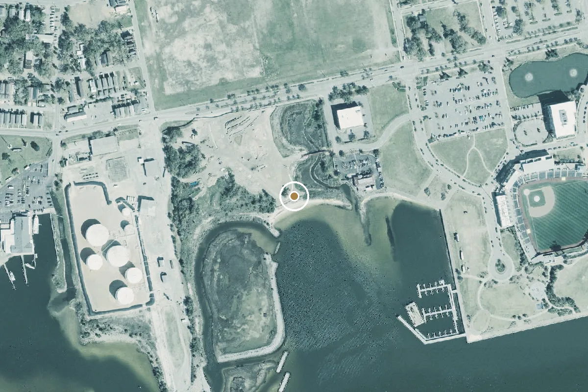 Aerial view of Bruce Beach Natural Area Kayak Launch