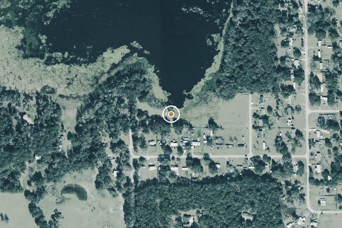 Aerial view of Bystre Lake Boat Ramp