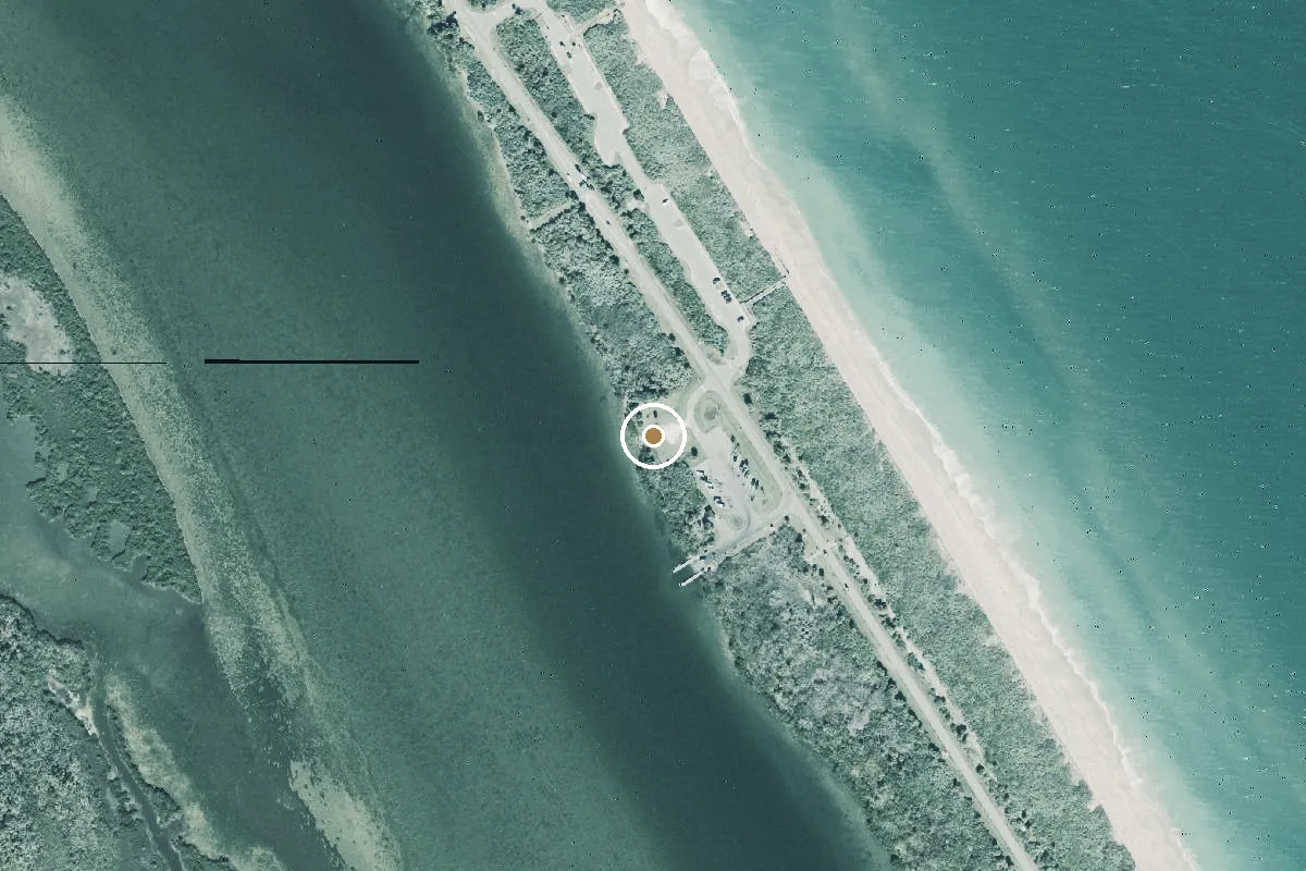 Aerial view of Canaveral National Seashore - North Apollo Beach Kayak Launch