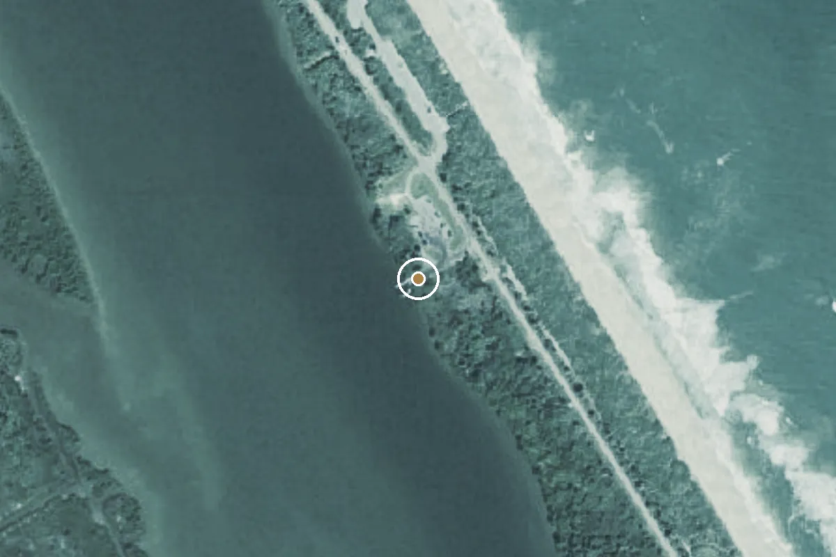 Aerial view of Canaveral National Seashore - North Apollo Beach Paved Boat Ramp