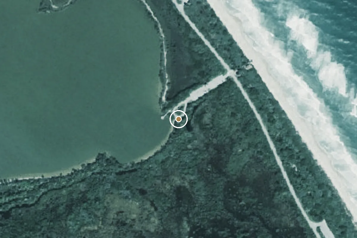Aerial view of Canaveral National Seashore - Playalinda Beach - Eddy Creek Boat Ramp