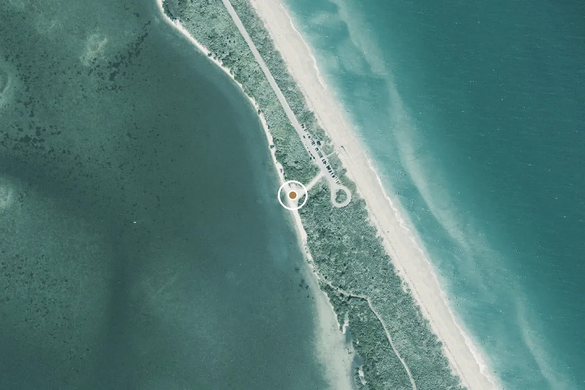 Aerial view of Canaveral National Seashore - South Apollo Beach Primitive Boat Ramp