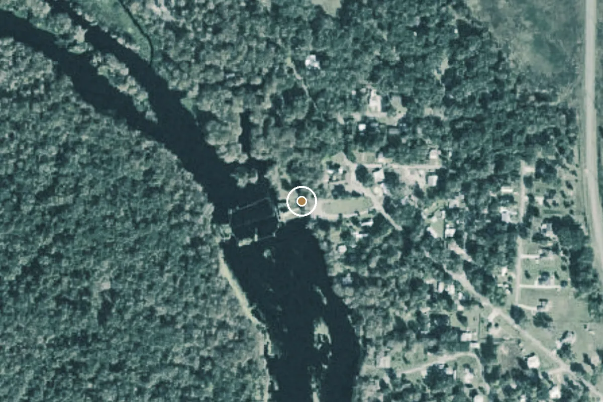 Aerial view of Carlson's Landing (downstream of Wysong Dam)