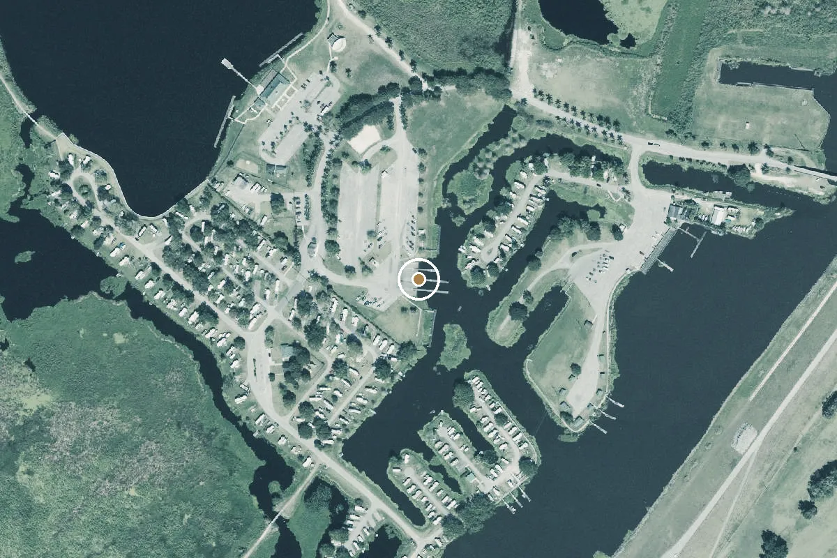 Aerial view of City of Belle Glade - Torry Island Public Boat Ramp - Pavilion Side