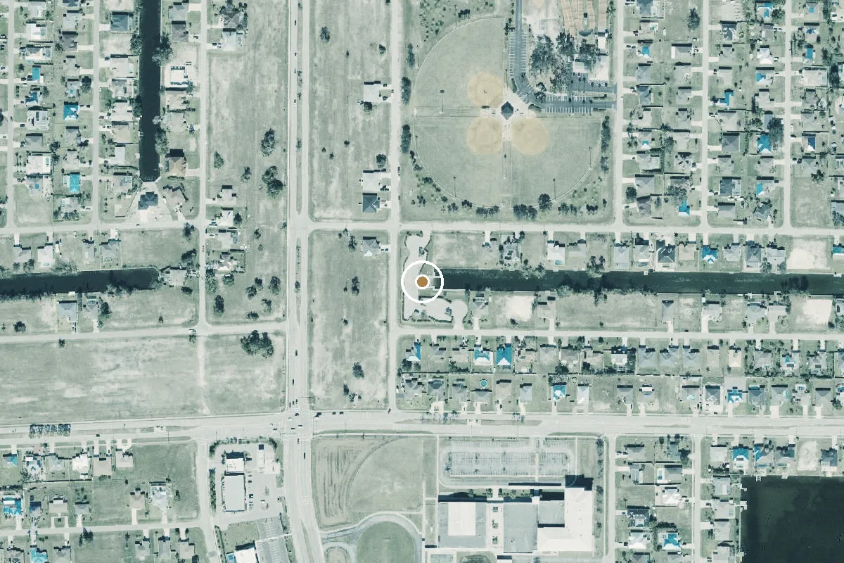 Aerial view of City of Cape Coral - BMX Strausser Park Public Boat Ramp