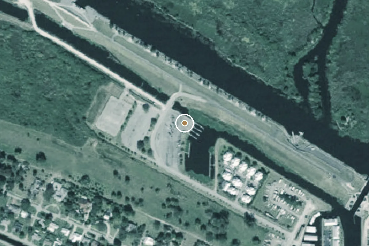 Aerial view of Clewiston City Marina and Boat Ramp