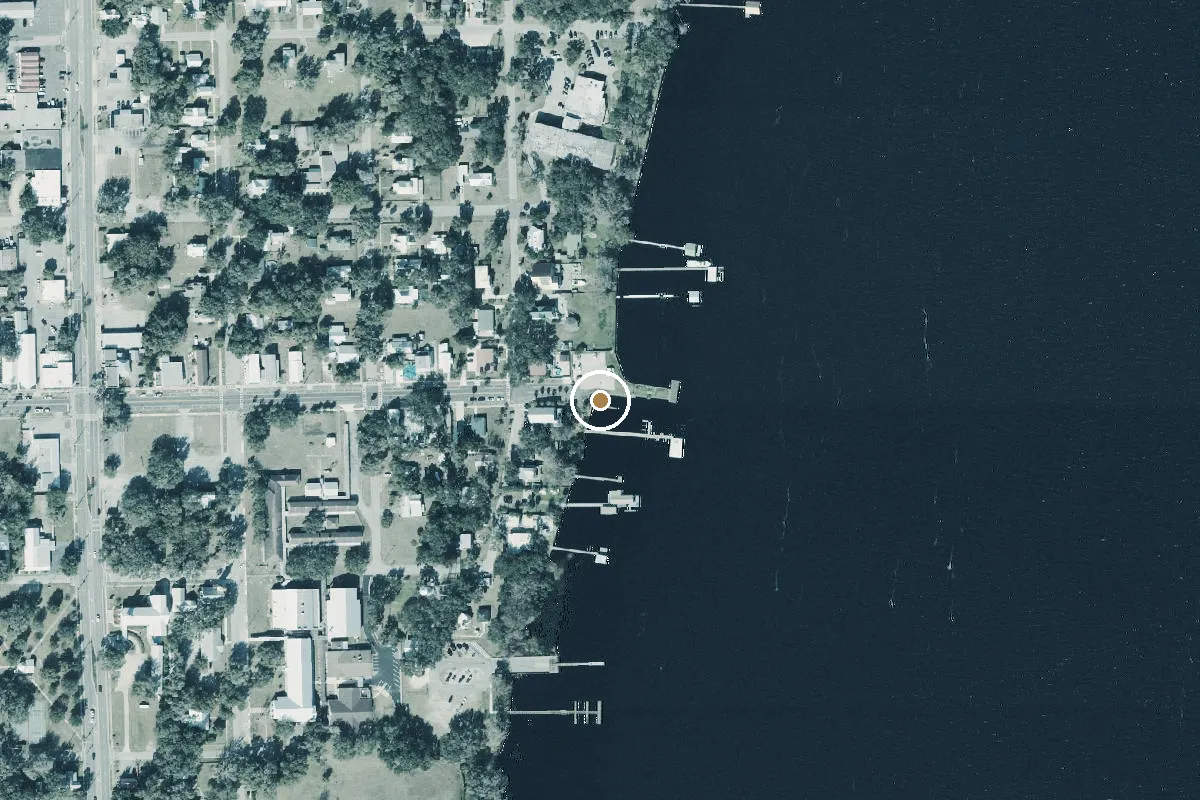 Aerial view of Crescent Lake Public Boat Ramp