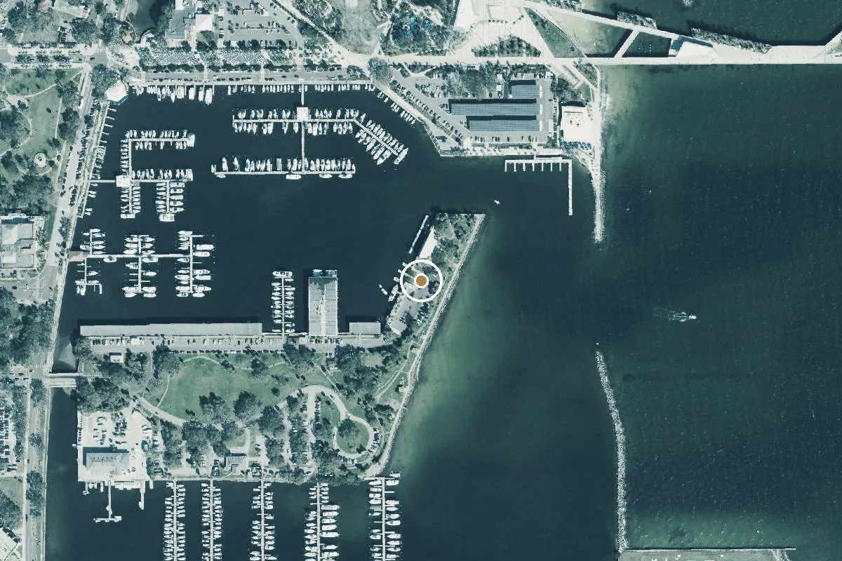 Aerial view of Demens Landing Park Boat Ramp