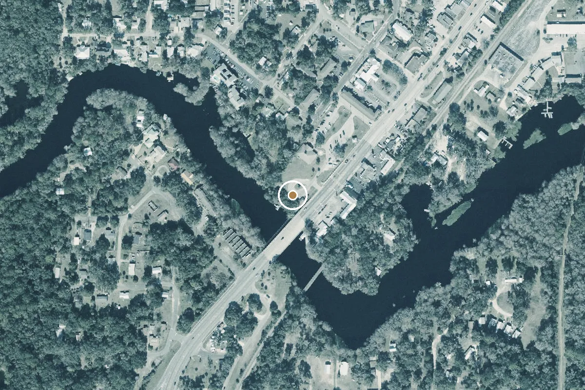 Aerial view of Dunnellon Centennial Park and Boat Ramp