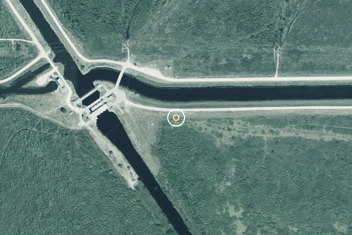 Aerial view of Everglades WMA - Levee 5 Airboat/Buggy Ramp at 14.5 Miles