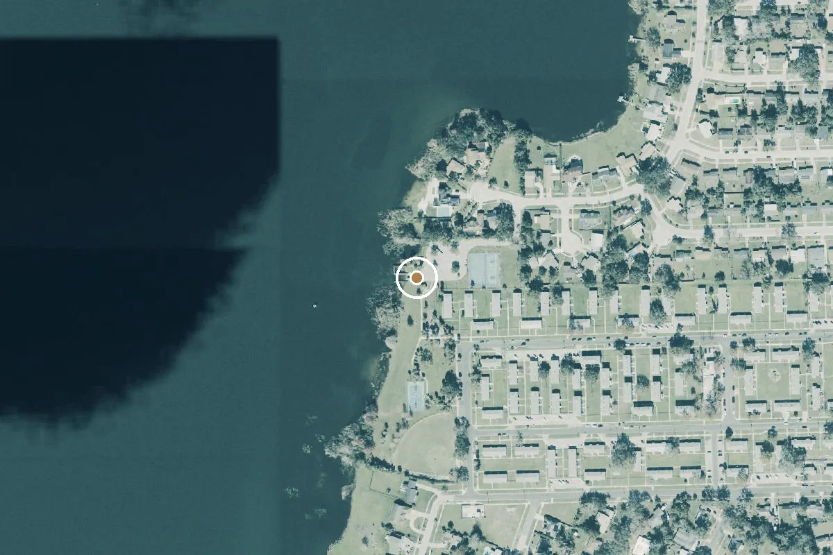 Aerial view of Gilbert McQueen Park Lake Mann Boat Ramp
