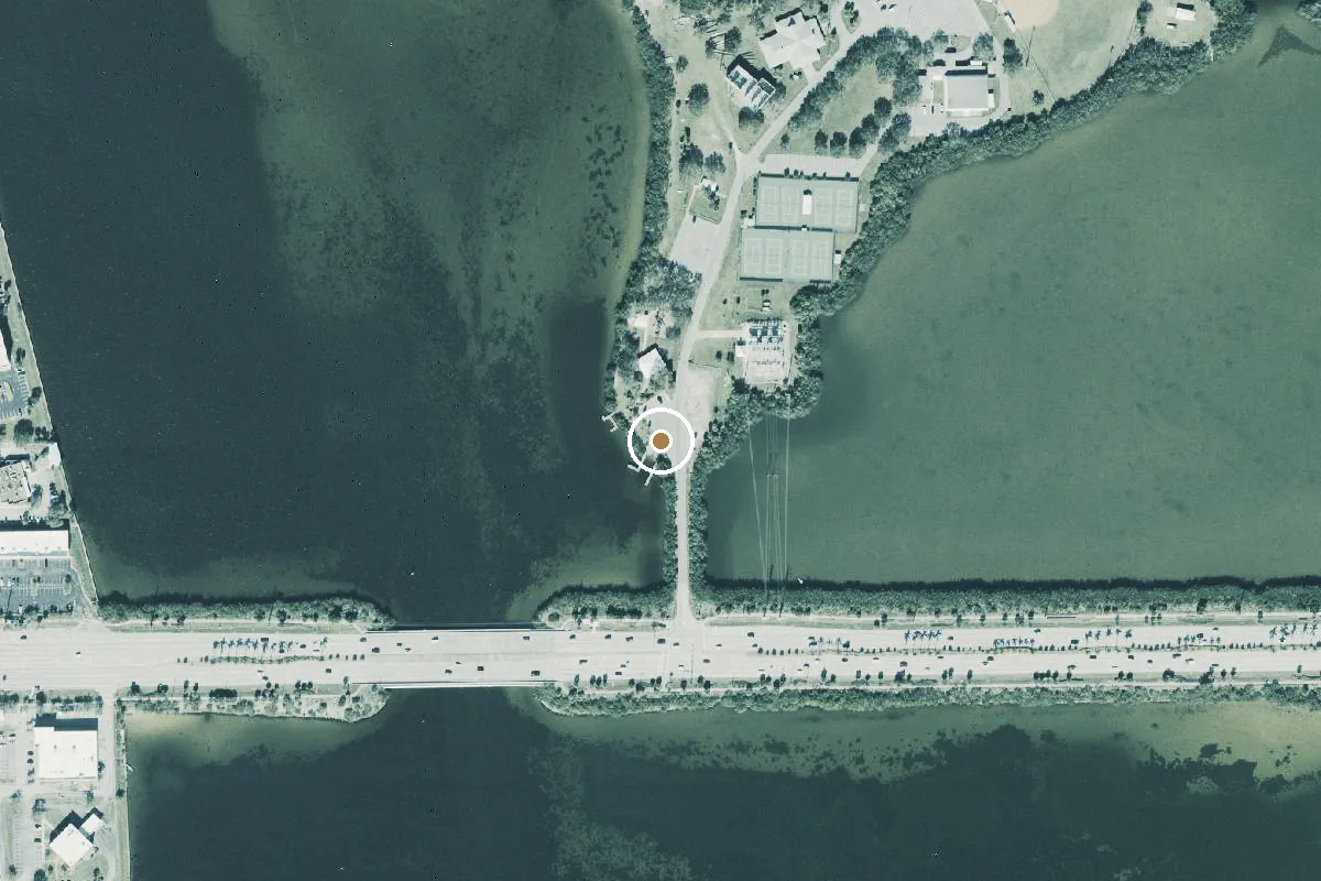Aerial view of Kiwanis Island Park Boat Ramp