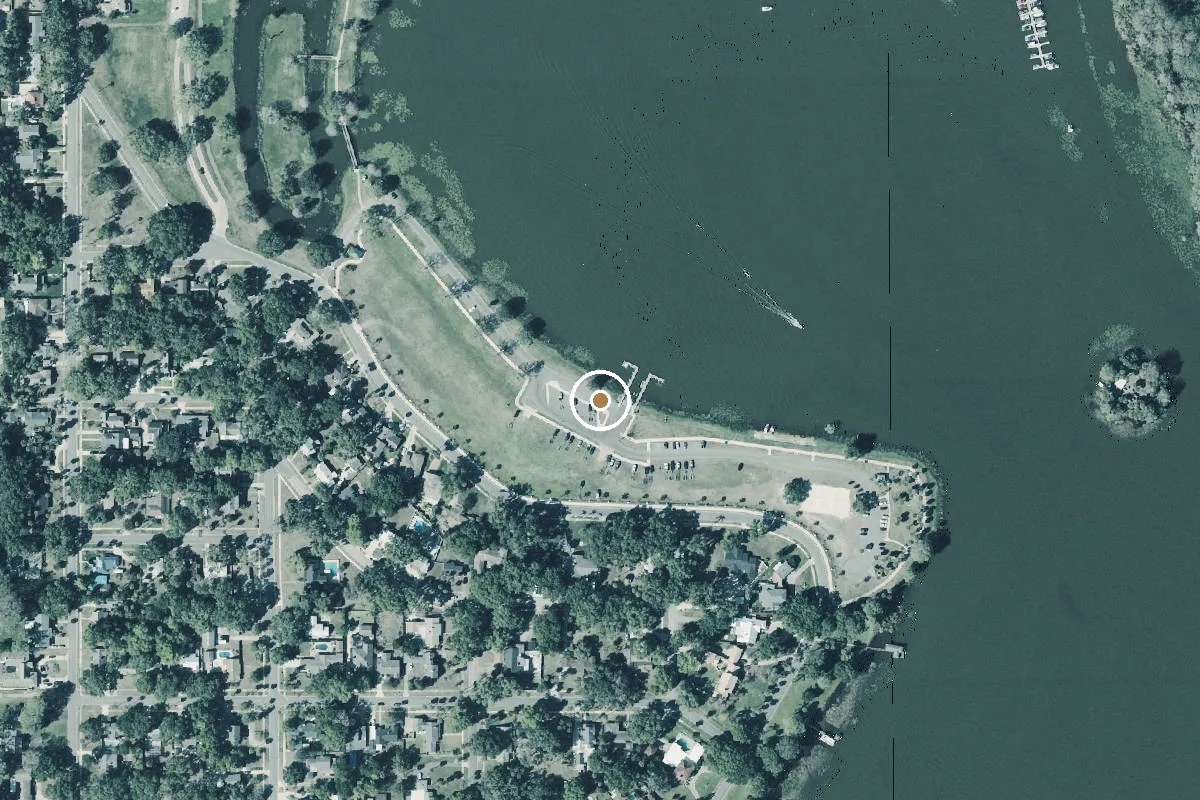 Aerial view of Leesburg Ski Beach Park Kayak Launch Dock