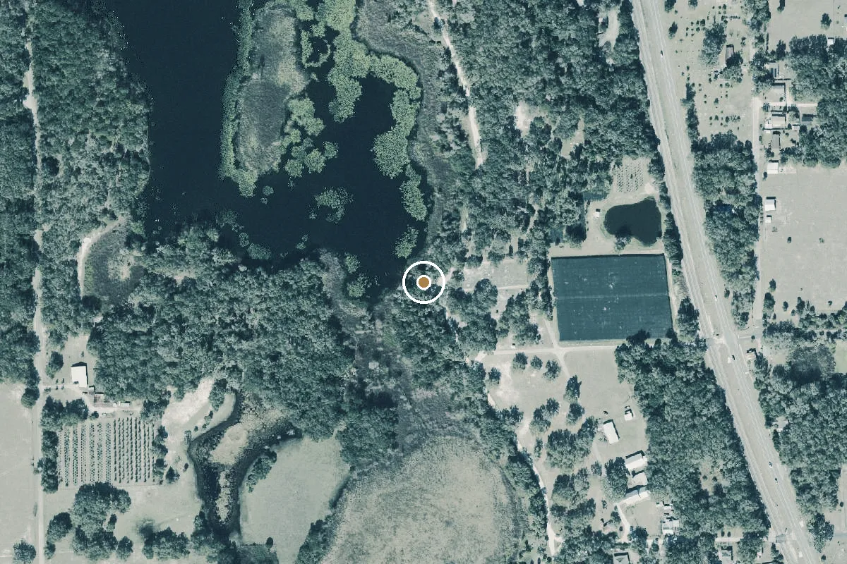 Aerial view of Lower Lake Louise Primitive Boat Launch