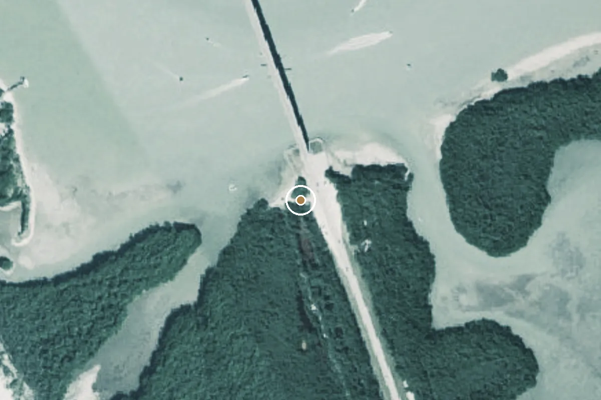 Aerial view of New Pass - Big Hickory Island Kayak Access