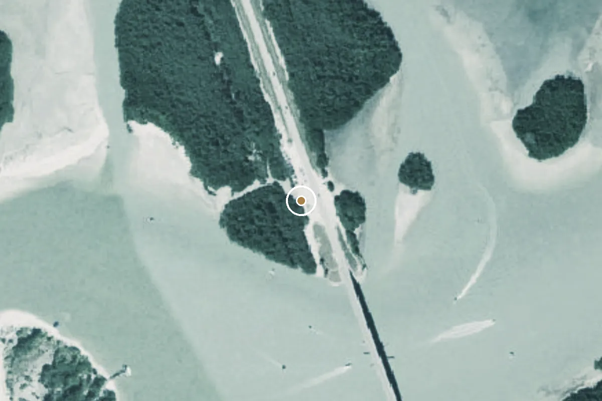 Aerial view of New Pass - Dog Beach - Bayside Kayak Access