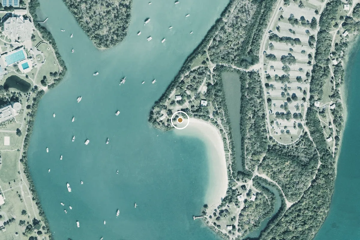 Aerial view of Oleta River State Park - Angle Fish Pavilion Paddlecraft Beach