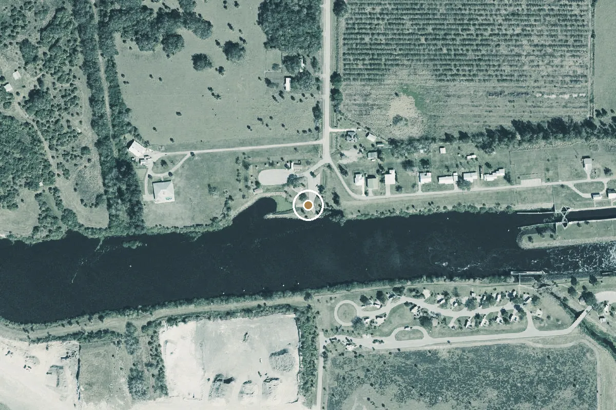 Aerial view of Ortona Locks North Day Use Area Public Boat Ramp