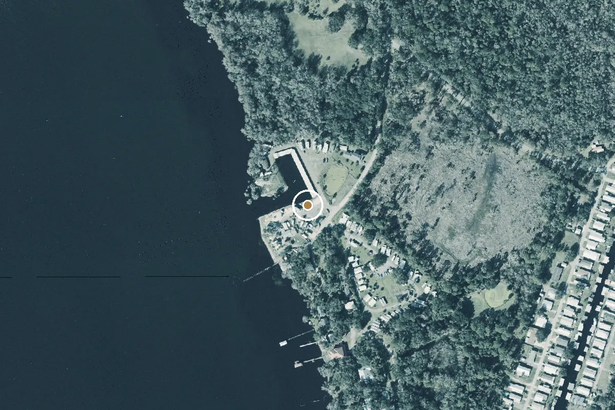 Aerial view of Pine Island Campground and Marina