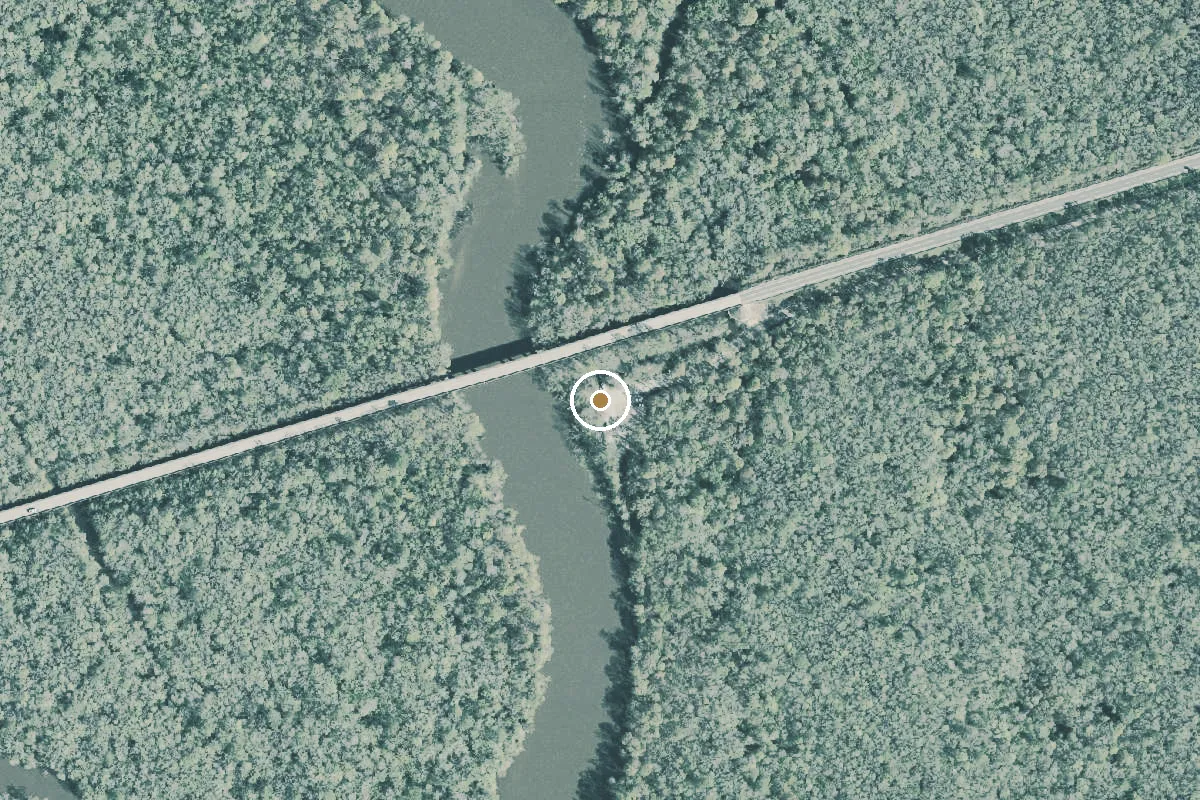 Aerial view of Quintette Landing Boat Ramp