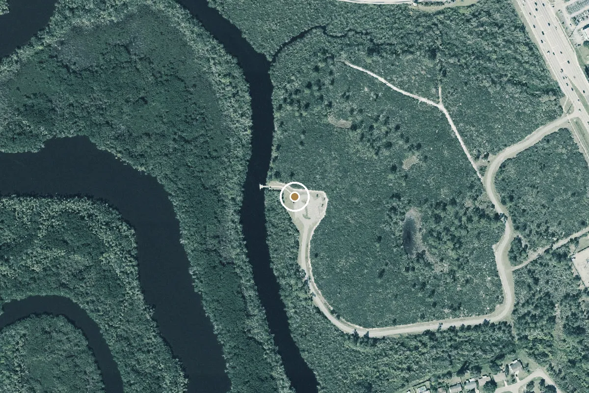Aerial view of Savannas Preserve State Park - St Lucie River - Evans Creek Kayak Launch Dock