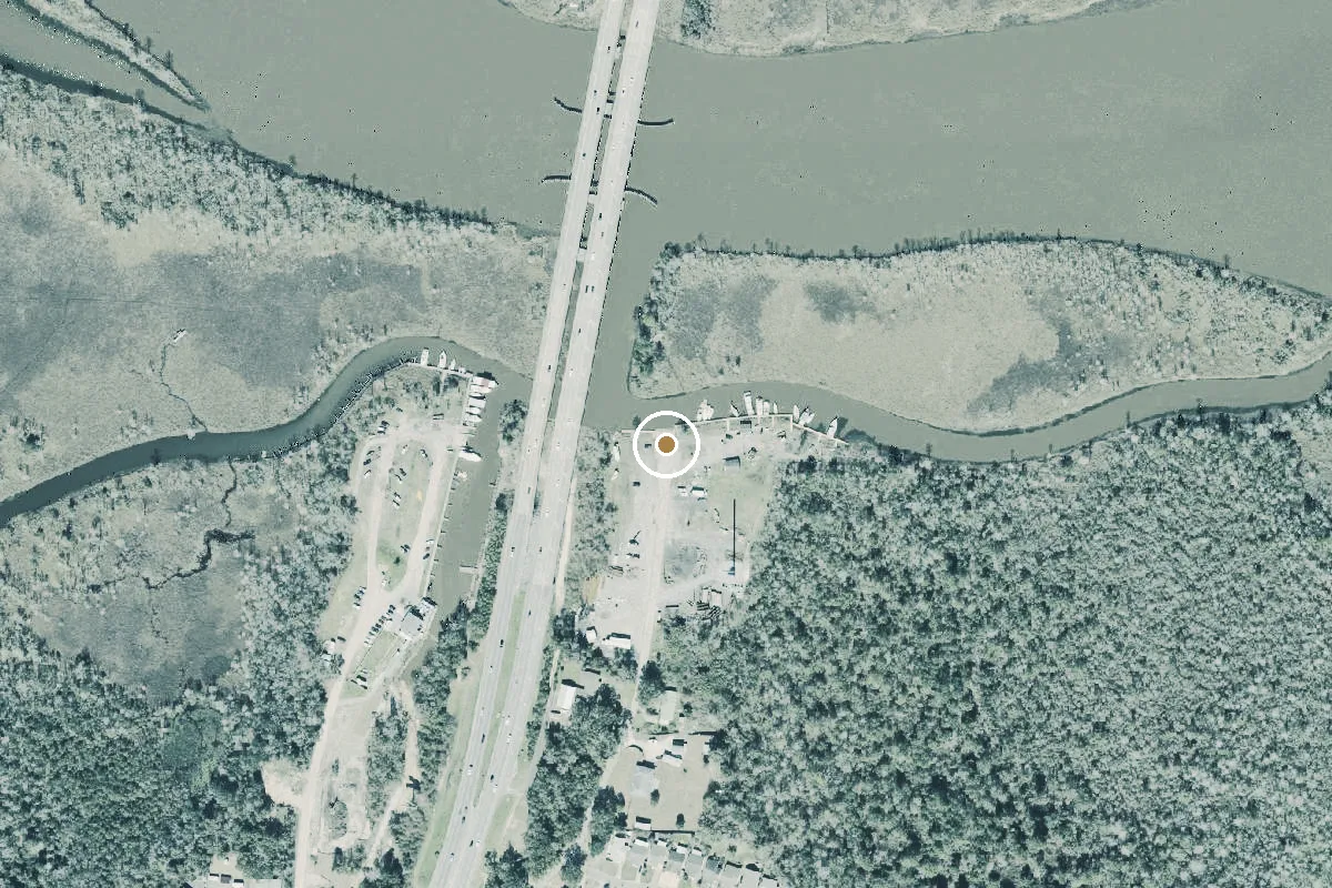 Aerial view of Smith's Fish Camp Pay Ramp