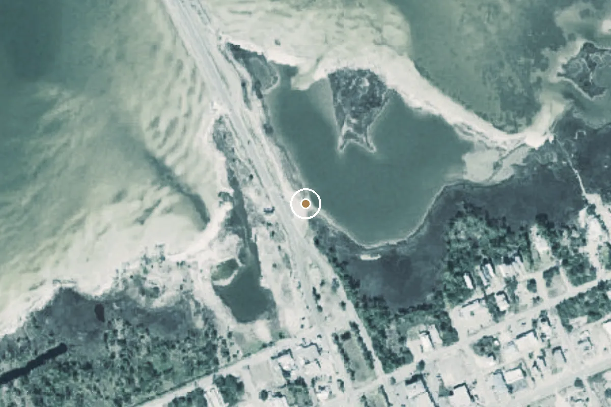 Aerial view of St. George Island Bridge Kayak Beach