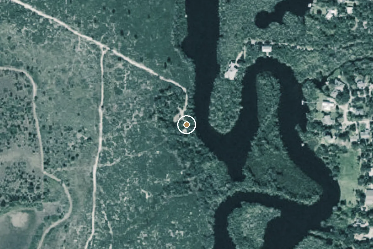 Aerial view of St. Sebastian River Preserve State Park Canoe Landing (No Launching)