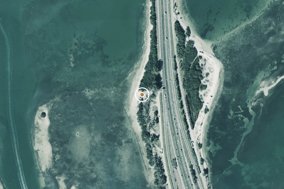 Aerial view of Sunshine Skyway North Rest Area - Paddlecraft Beach