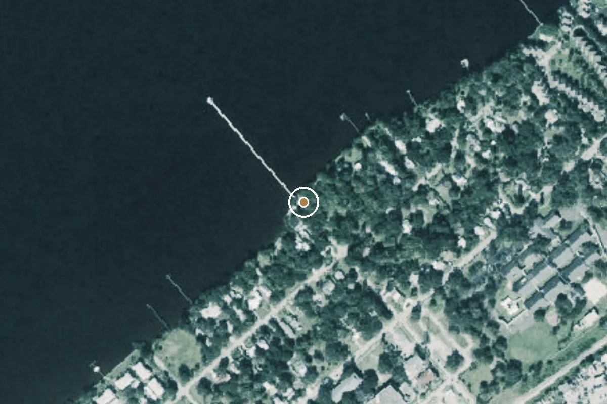 Aerial view of Tarpon Street Fishing Pier and Kayak Launch