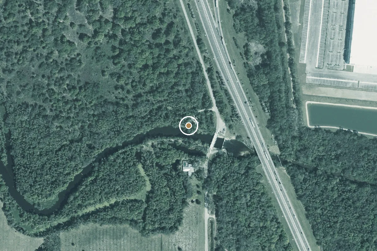 Aerial view of Ten Mile Creek Preserve Canoe Launch