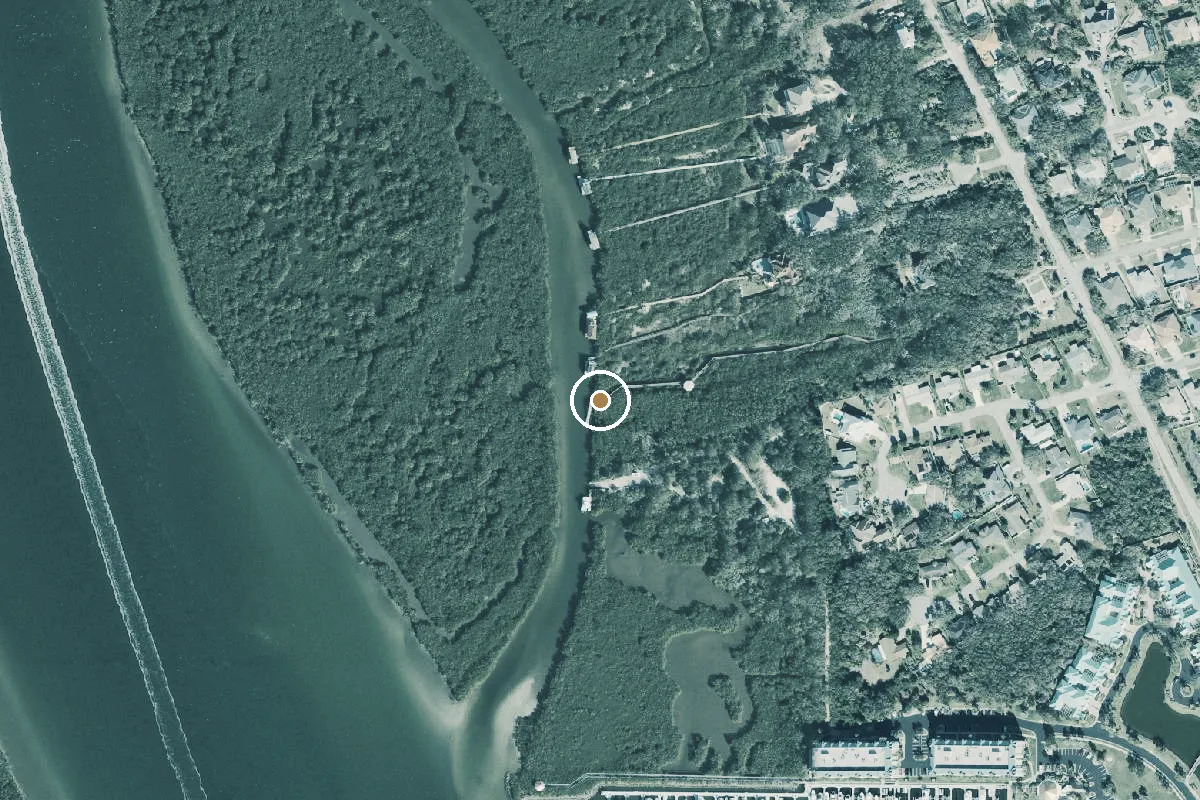 Aerial view of Timucuan Oaks Garden Boardwalk & Paddlecraft Launch Dock