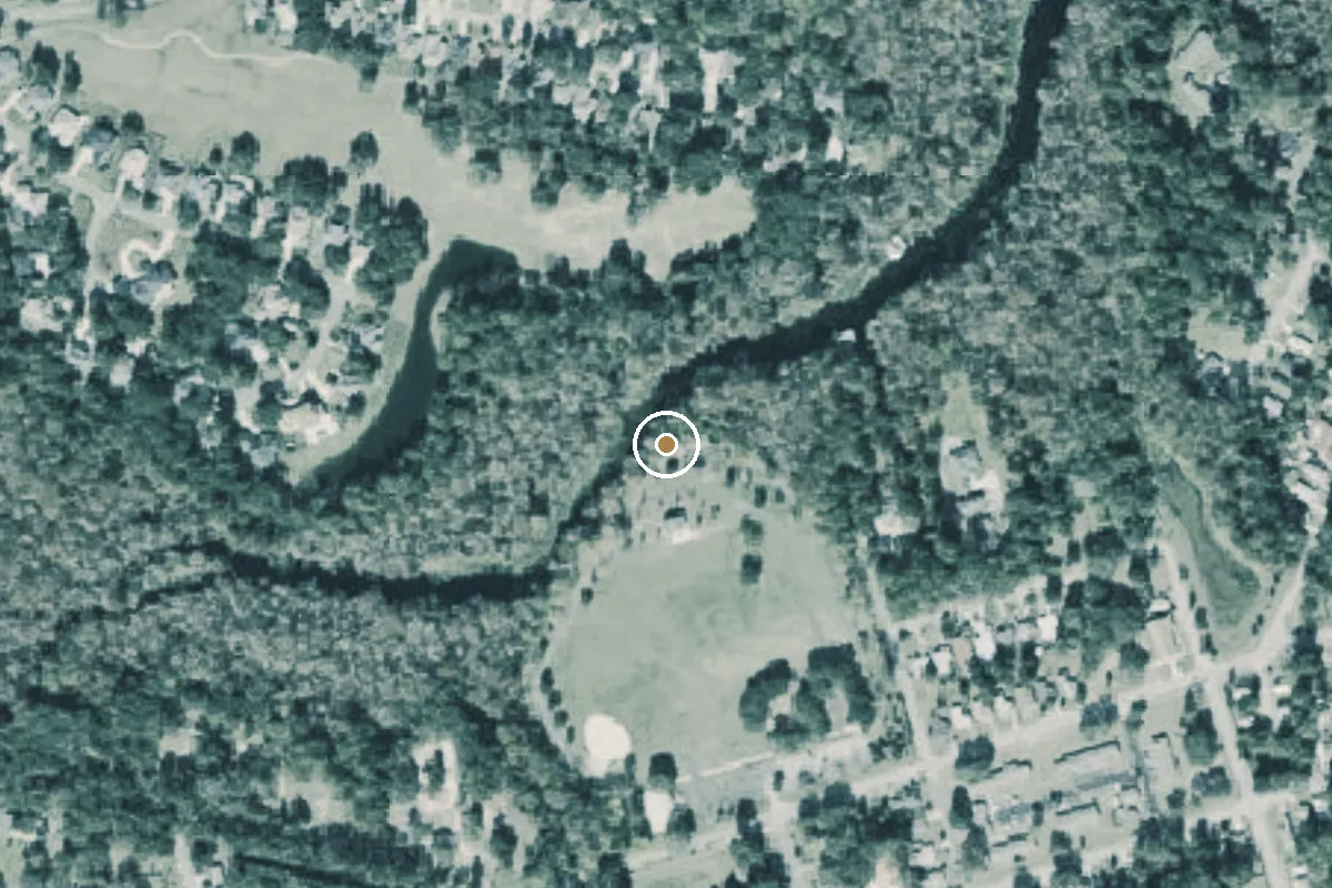 Aerial view of Vera Francis Hall City Park Canoe Landing