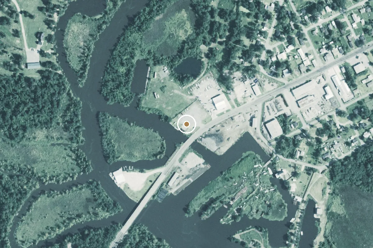 Aerial view of Adams Bayou Boat Ramp