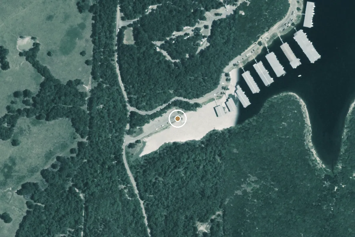 Aerial view of Bois D'Arc Ridge Camping Area Boat Ramp