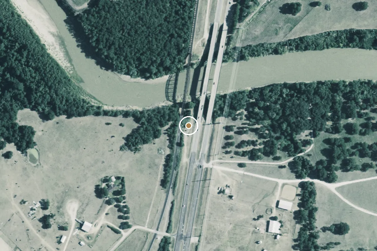 Aerial view of Brazos River @ Hwy 21 Boat Ramp