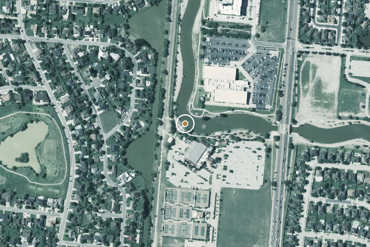 Aerial view of Brownsville Event Center Public Boat Ramp