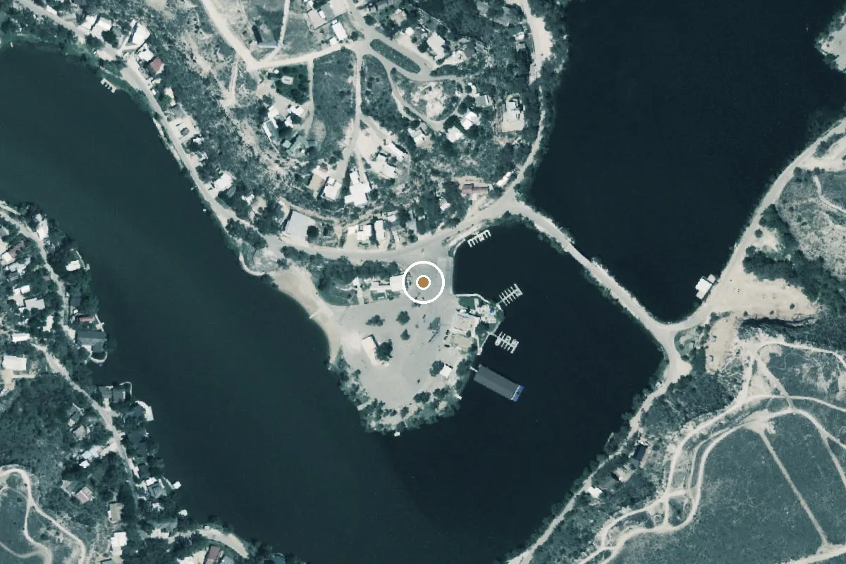 Aerial view of Buffalo Springs Lake Main Ramp Boat Ramp