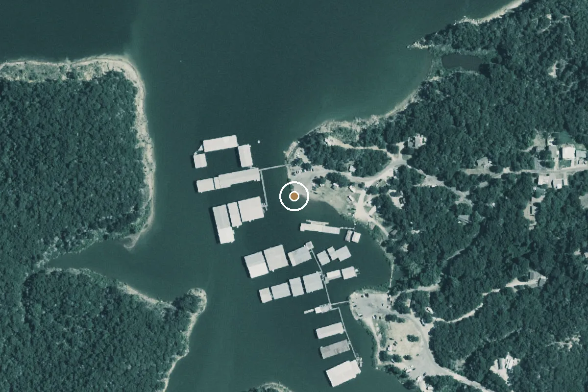 Aerial view of Cedar Bayou Marina at Lake Texoma Boat Ramp