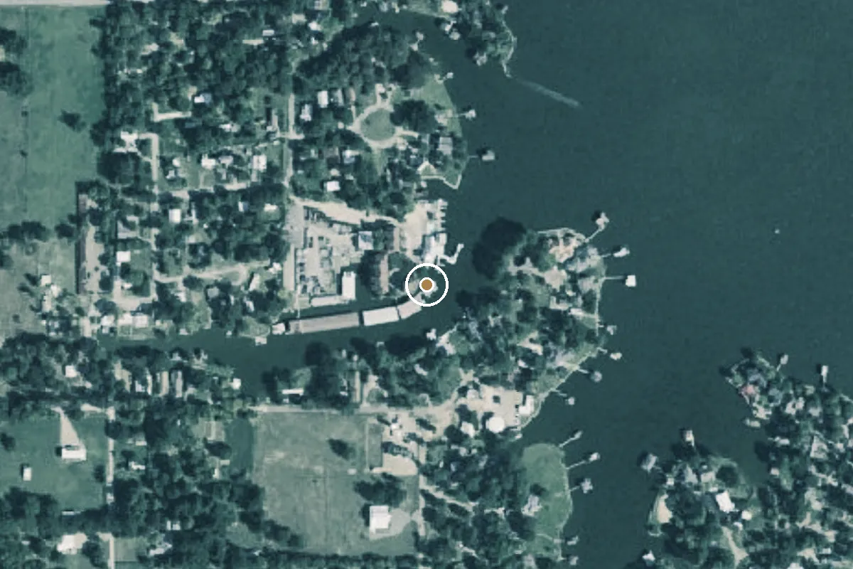 Aerial view of Cedar Creek Lake Boat Ramp
