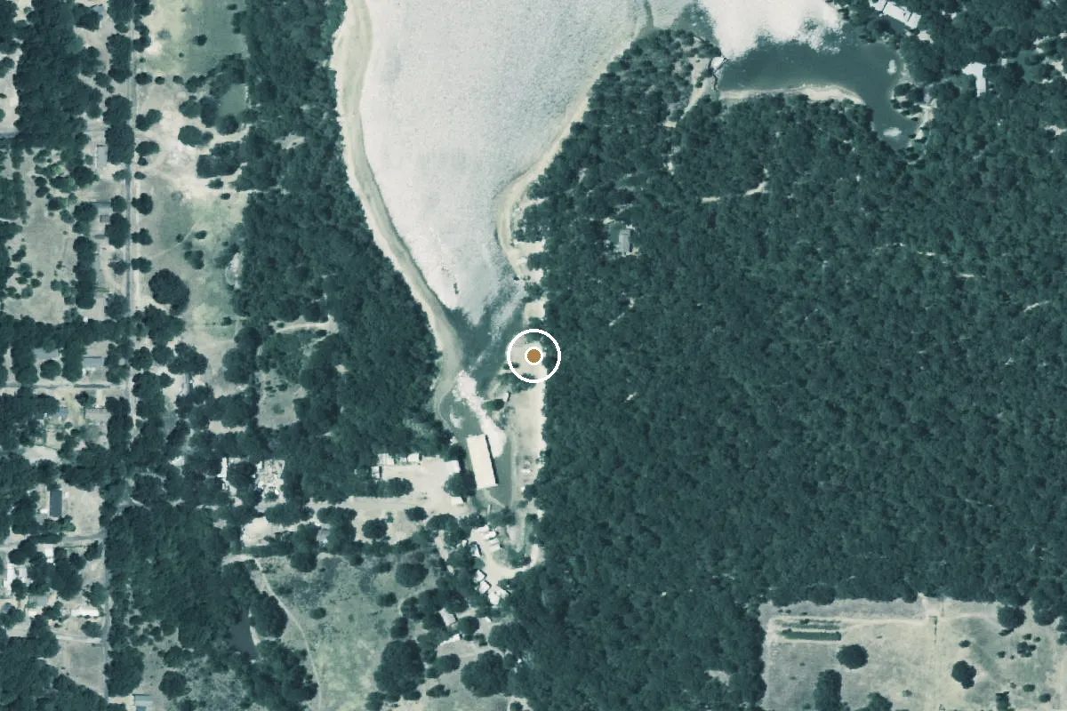 Aerial view of Cedar Creek Reservoir Boat Ramp