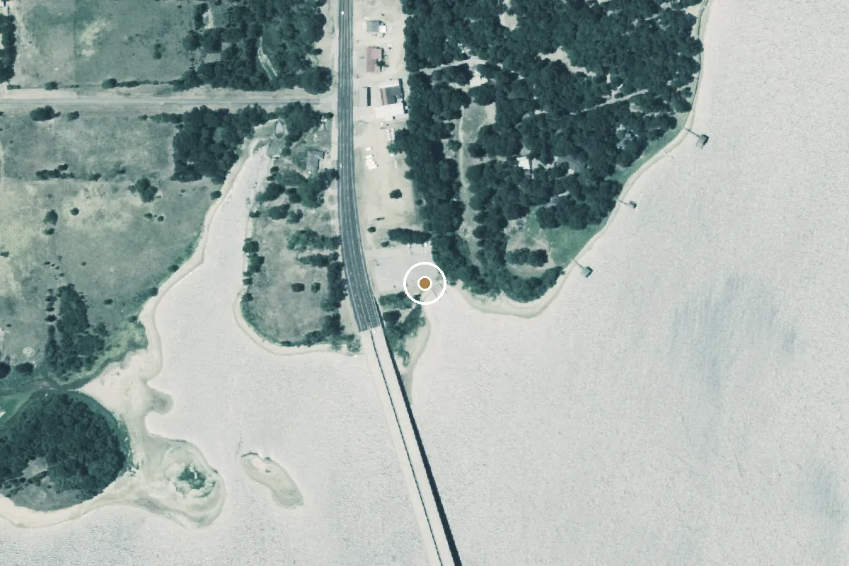 Aerial view of Cedar Creek Reservoir Boat Ramp