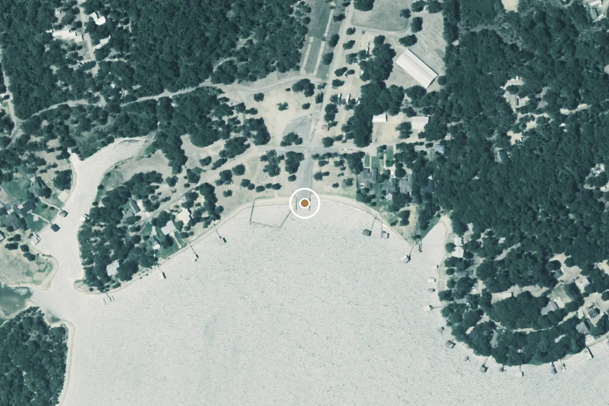 Aerial view of Cedar Creek Reservoir Boat Ramp