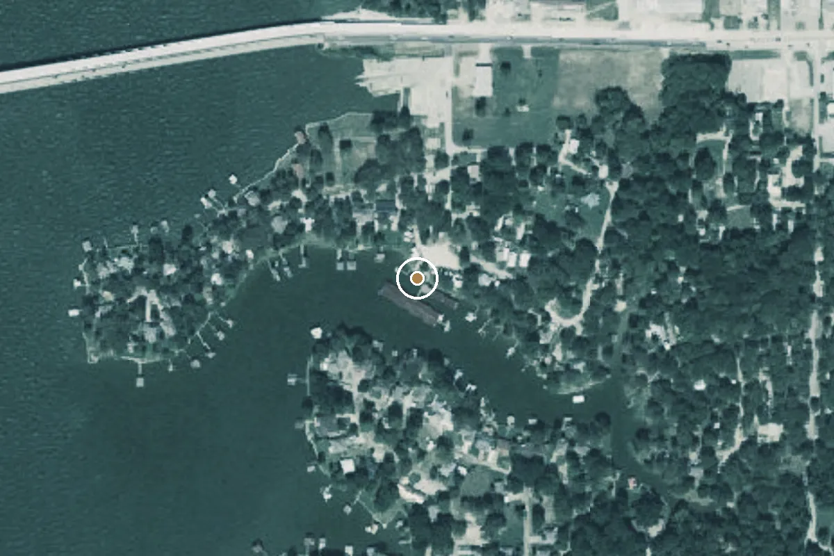 Aerial view of Cedar Creek Reservoir Boat Ramp