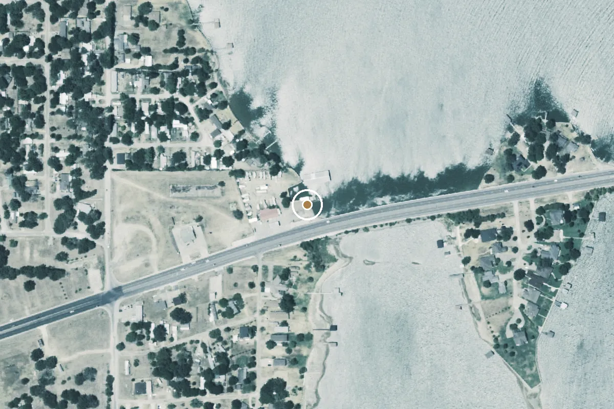 Aerial view of Cedar Creek Reservoir Boat Ramp