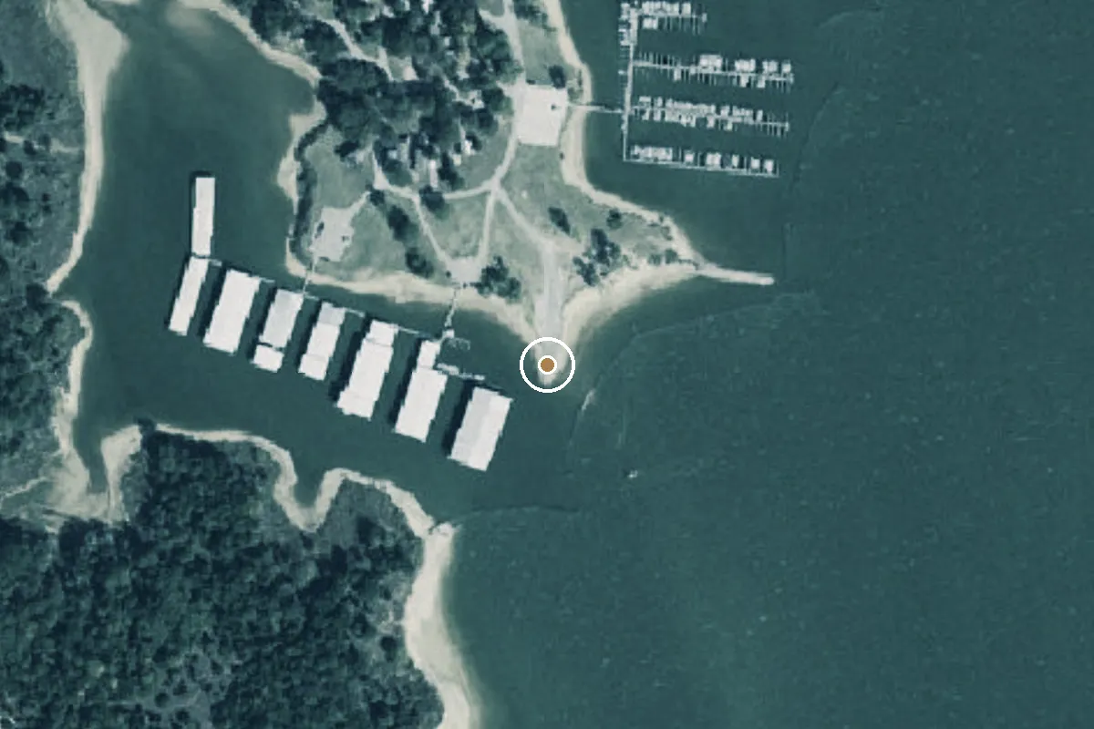 Aerial view of Cedar Mills Marina and Resort Boat Ramp