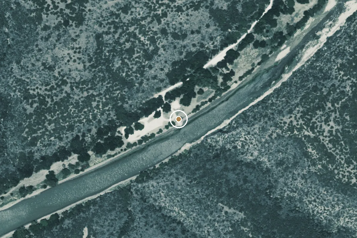 Aerial view of Colorado Bend State Park Boat Ramp