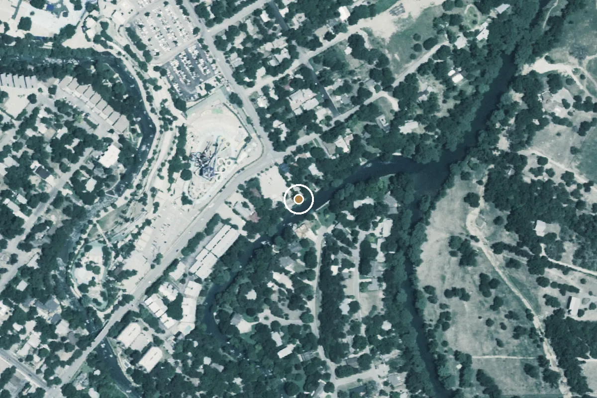 Aerial view of Comal River Boat Ramp