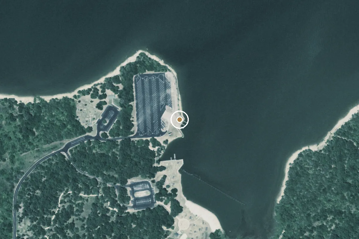 Aerial view of Cooper Lake State Park - South Sulphur Unit Boat Ramp